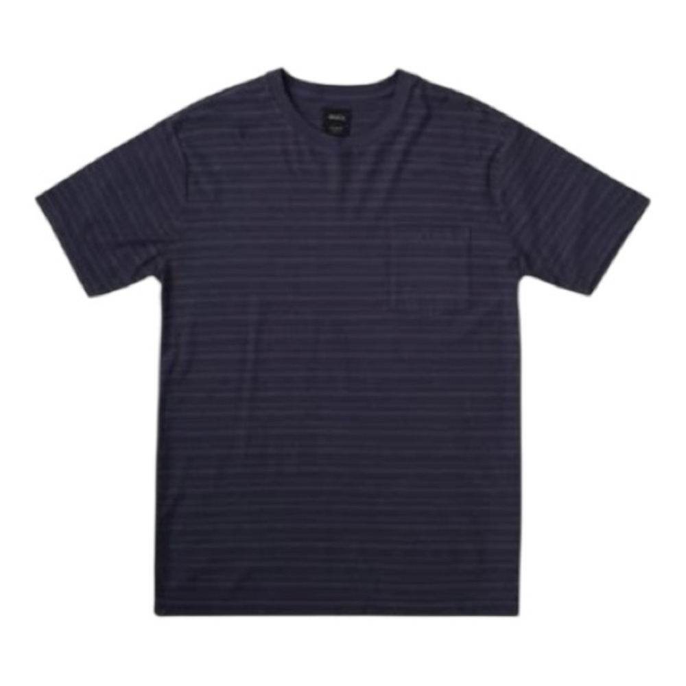 RVCA Tee Men's Textured Stripe Moody Blue Chest Pocket Cotton Medium BNWT
